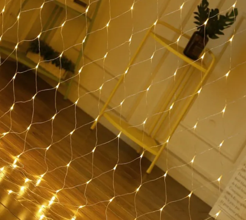 фото Электрогирлянда интерьерная Сетка 200 LED\ Гирлянда сетка теплый белый, 3х3 м
