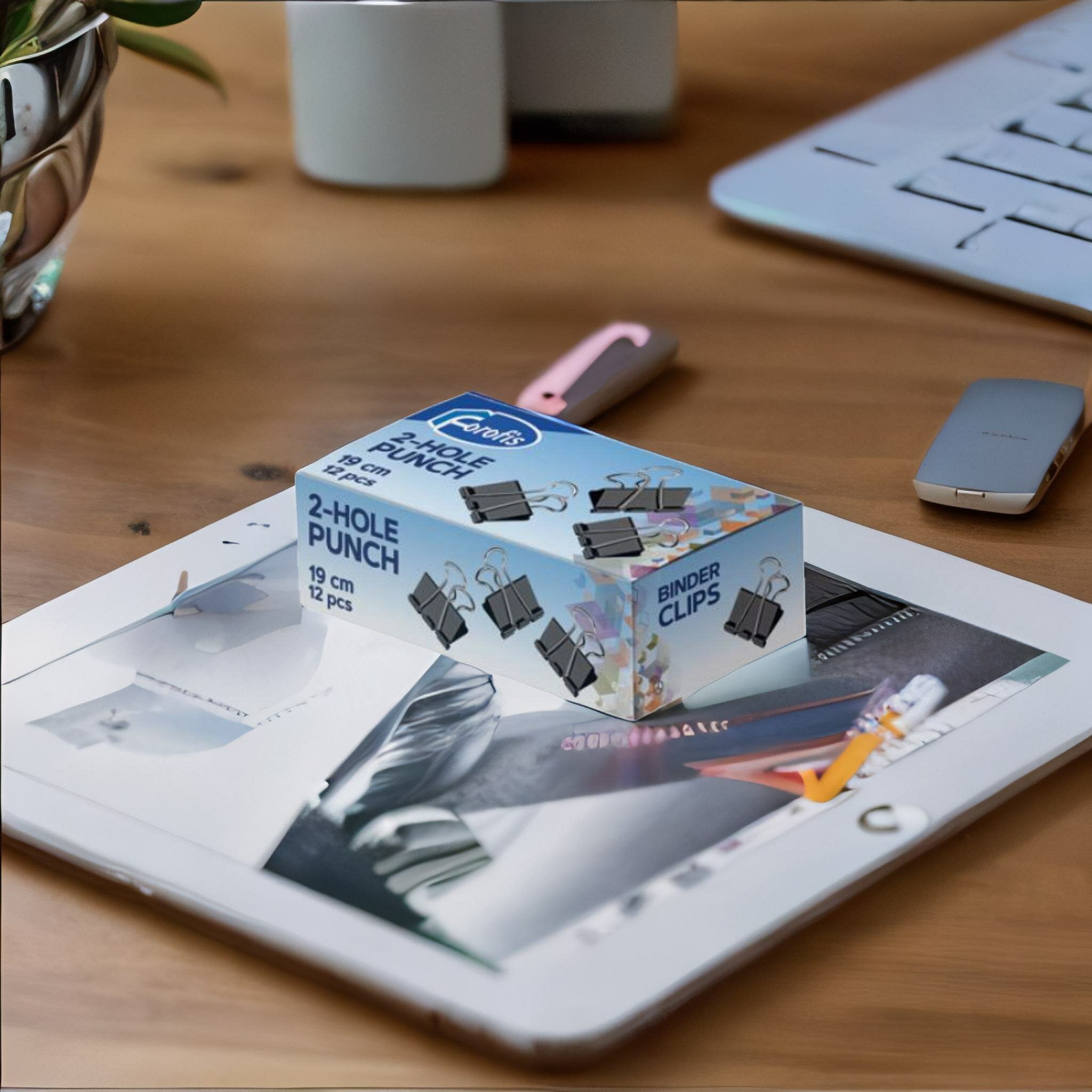 фото Набор зажимов Forofis для бумаги, 19 мм, 12 штук, черный цвет