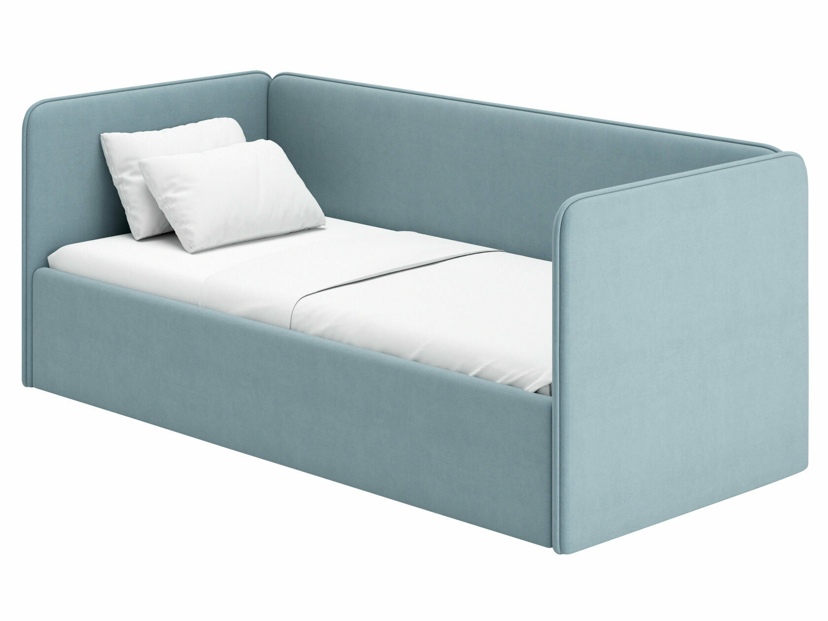 Кровать Romack Леонардо Голубой, микровелюр 80х180 см С изножьем Без бортика
