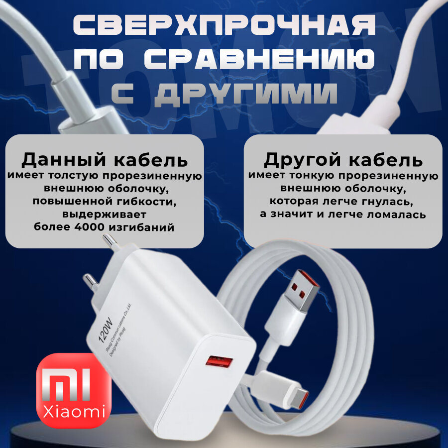Зарядное устройство Xiaomi с проводом 120 Вт — фото 6