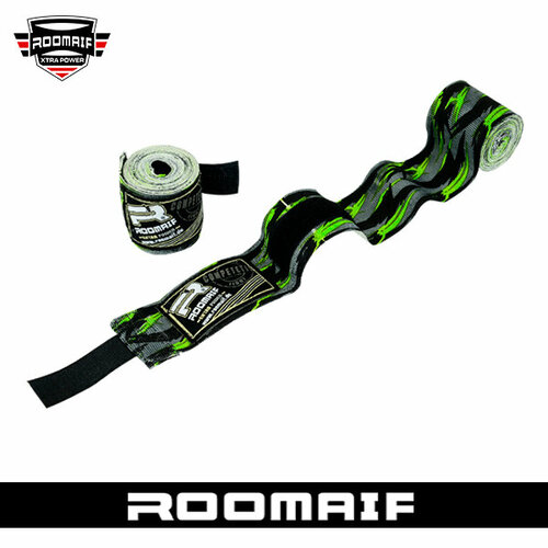 Бинт боксерский Roomaif Rm-101 Grey/green (хлопок-полиэстер) (3,5м) бинт боксерский rm 101 grey red хлопок полиэстер 3 м