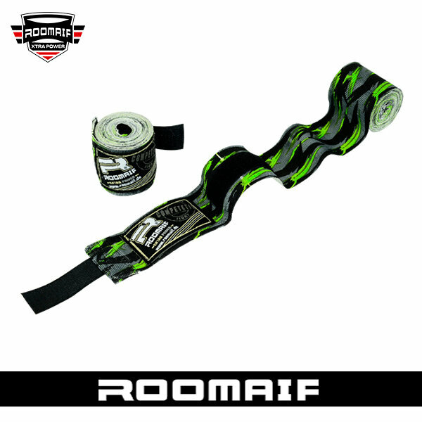 Бинт боксерский Roomaif Rm-101 Grey/green (хлопок-полиэстер) (3,5м)