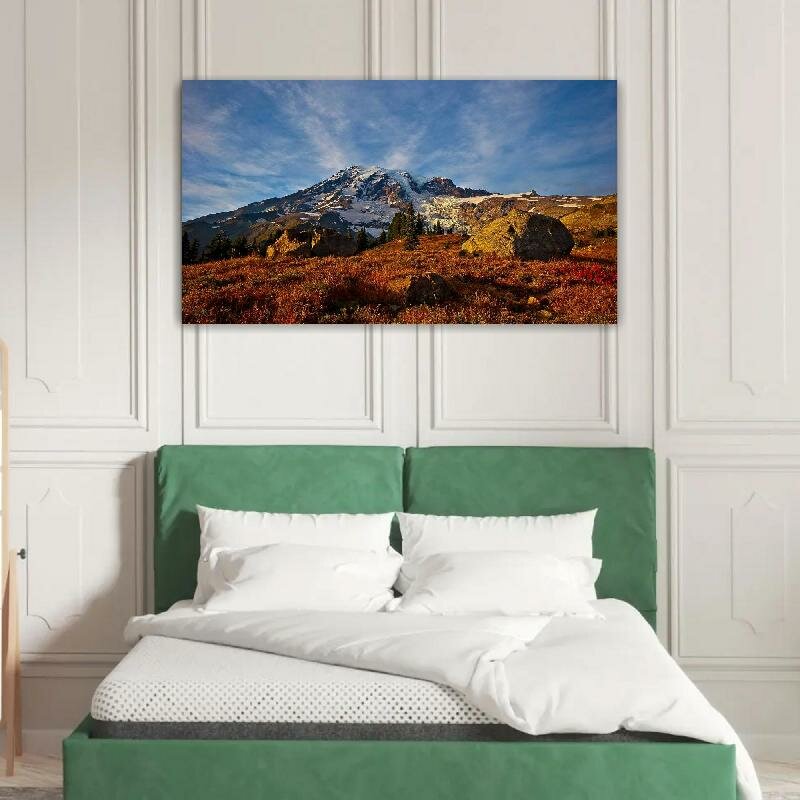 Картина на холсте 60x110 LinxOne "Деревья камни пейзаж горы" интерьерная для дома / на стену / на кухню / с подрамником
