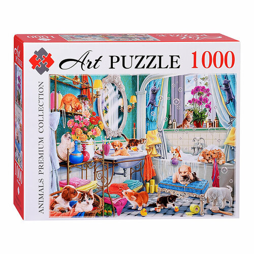 Пазлы 1000 Artpuzzle Котята и щенки в ванной пазлы непослушные котята для сборки картины 1000 шт
