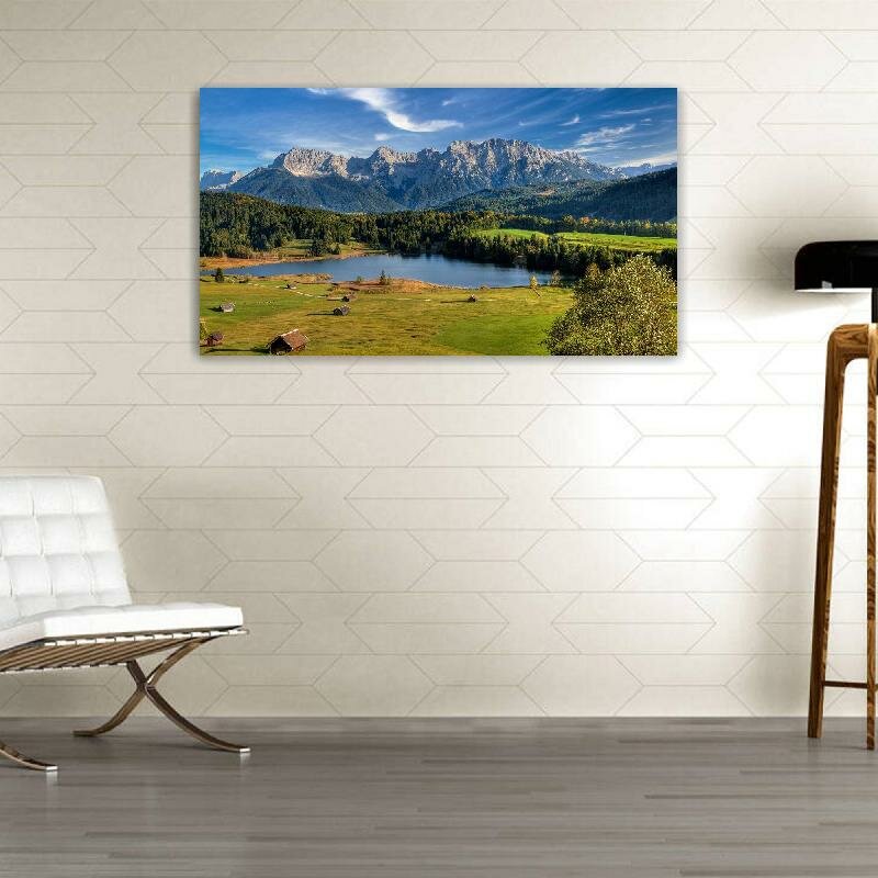 Картина на холсте 60x110 LinxOne "Пейзаж озеро Герольдзее Бавария" интерьерная для дома / на стену / на кухню / с подрамником