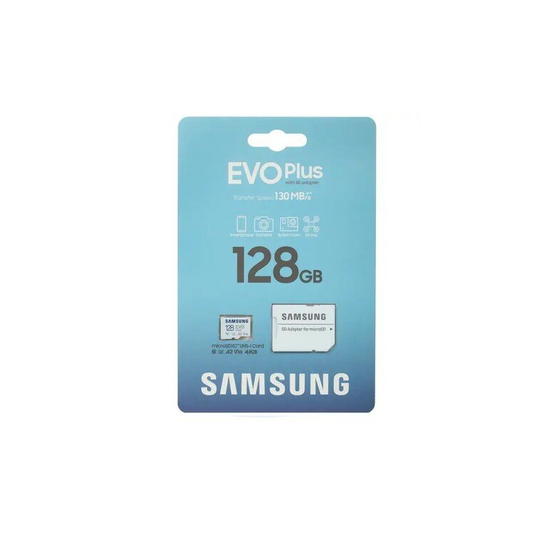 Карта памяти Samsung microSDXC 128GB EVO PLUS microSDXC Class 10 UHS-I U3 + SD адаптер MB-MC128KA/APC