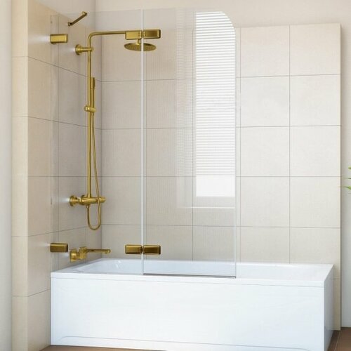 Шторка на ванну GWMPTRPL862A-66 75x160 см, профиль золотой металлик, цвет стекла бесцветный, стекло закаленное 6 мм, открывание двери левое / правое