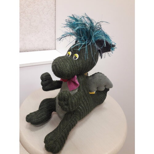 Игрушка - сувенир Дракон из вологодского льна ручной рвботы