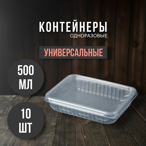 Одноразовый контейнер с крышкой 500 мл, 10 штук для хранения и заморозки