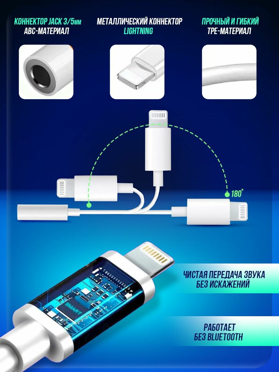 Переходник для наушников iPhone - AUX — фото 1