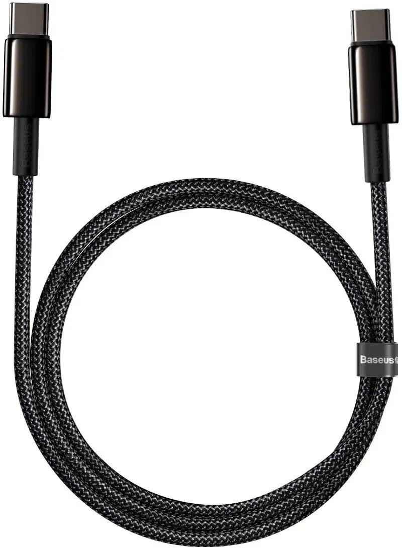 Кабель BASEUS Tungsten Gold Fast Charging Type-C to Type-C 100W 2m Black (CATWJ-A01) — фото 18