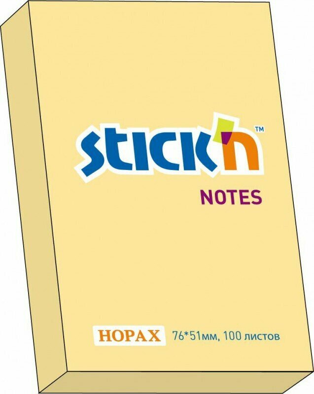 Самоклеящийся блок 76х51мм, 100л, оранжевый, STICK'N, HOPAX (в упаковке 3 блока)