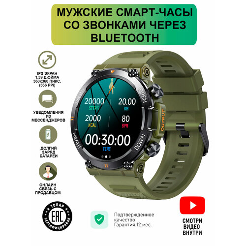 Смарт часы мужские круглые зеленые MiGerz 400000₽