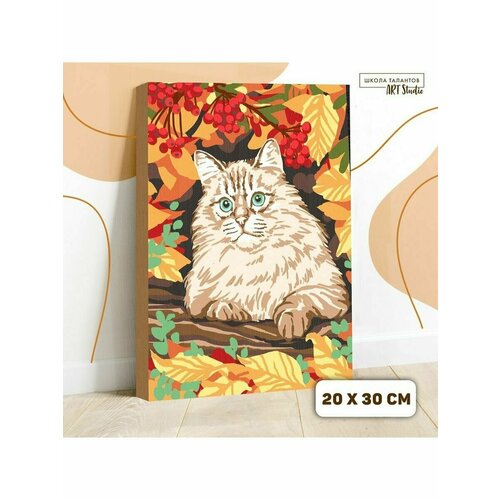 фото Картина по номерам на xолсте с подрамником кот в осеннем лес forсhildren
