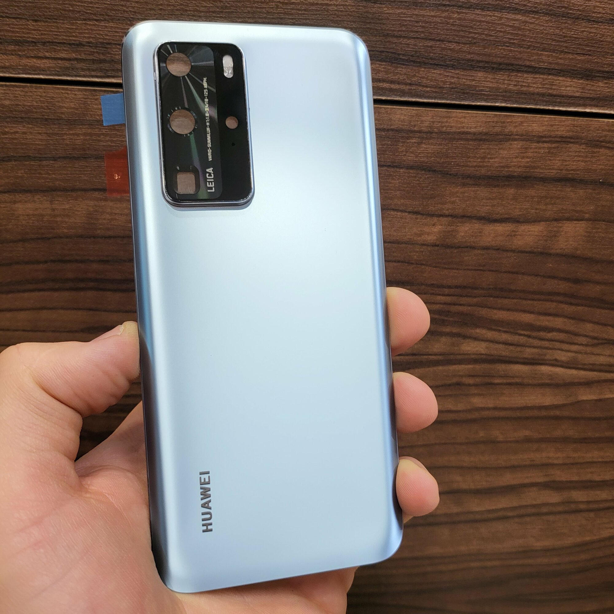 Крышка для Huawei P40 Pro - задняя стеклянная панель премиум качество (серебристого цвета)