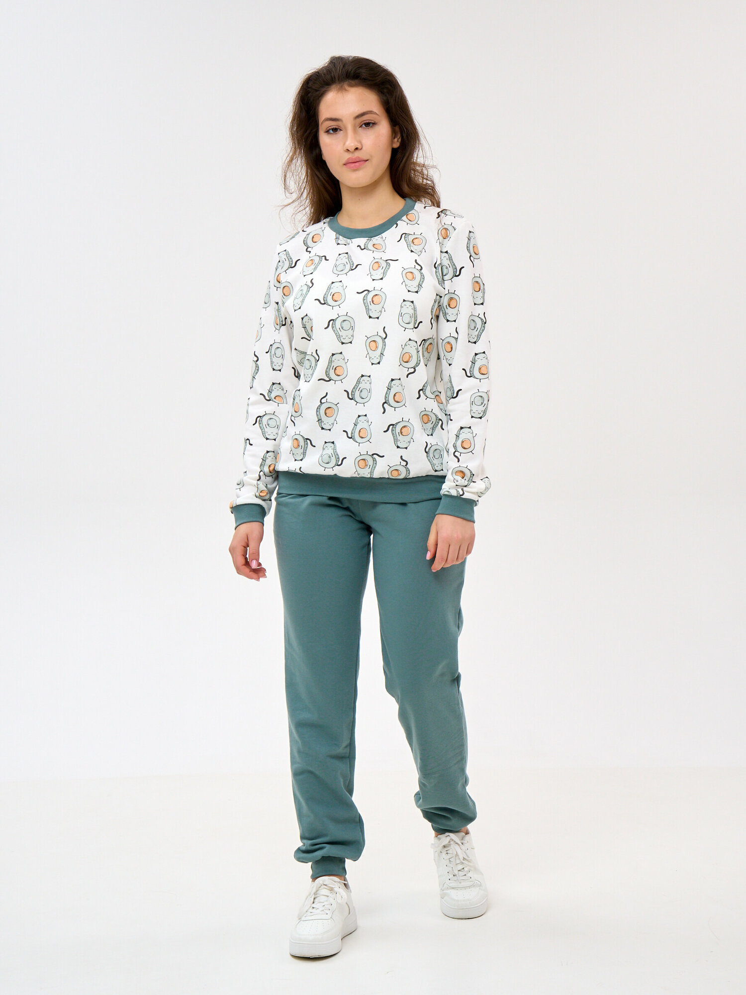 Пижама Монотекс, размер 46, белый, зеленый - фотография № 2