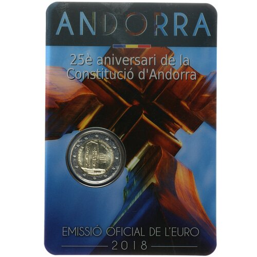 Андорра 2 евро 2018 25 лет Конституции Андорры