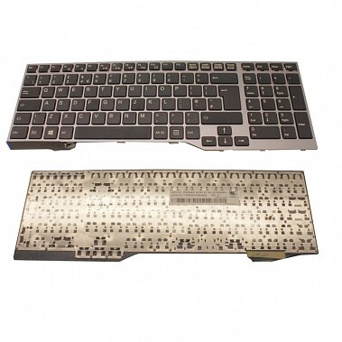 Клавиатура для ноутбука Fujitsu LIFEBOOK E753, E754 черная, рамка серая, с подсветкой