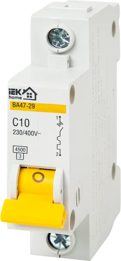Автоматический выключатель IEK Home ВА47 29 1P N C10 А 4 5 кА