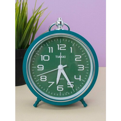 Часы настольные с будильником Loft green