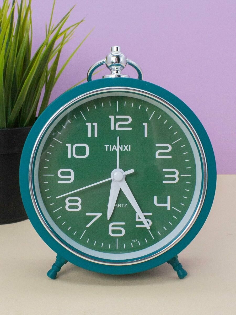 фото Часы настольные с будильником Loft green