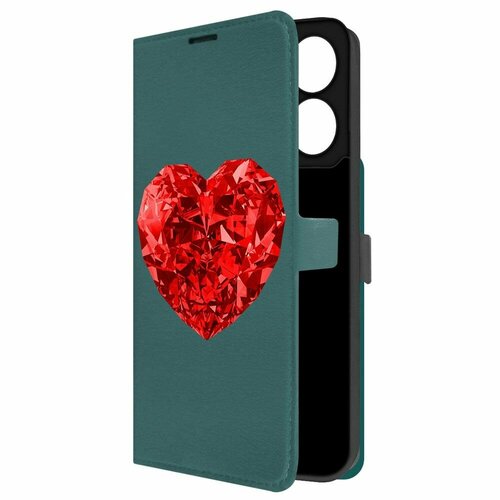 Чехол-книжка Krutoff Eco Book для Xiaomi Redmi 13C Рубиновое сердце (зелёный опал) чехол книжка krutoff eco book для xiaomi redmi 10a рубиновое сердце синий