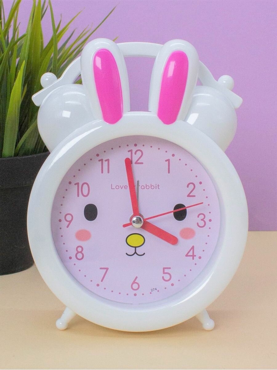 Часы настольные с будильником Honey bunny pink