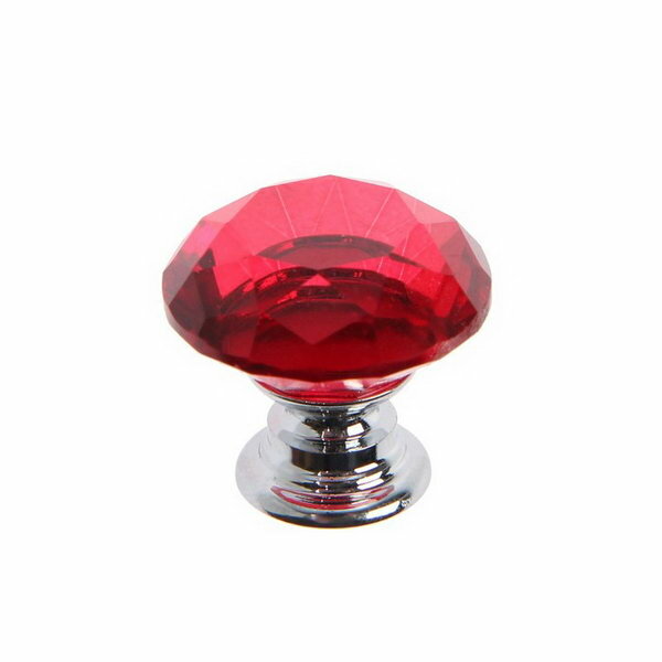 Ручка кнопка цвет красный "Алмаз", стеклянная, d=25 мм