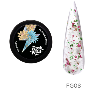 ROCKNAIL, Flower Power, Гель с сухоцветами №FG08 Rock'n'Rose, 10 мл