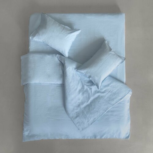 Набор наволочек изо льна с ушками 70х70 см, цвет голубой