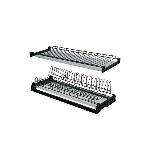 Сушилка для посуды в модуль 600 мм с алюминиевой рамкой 2 поддонами черный вариант 5 4158₽