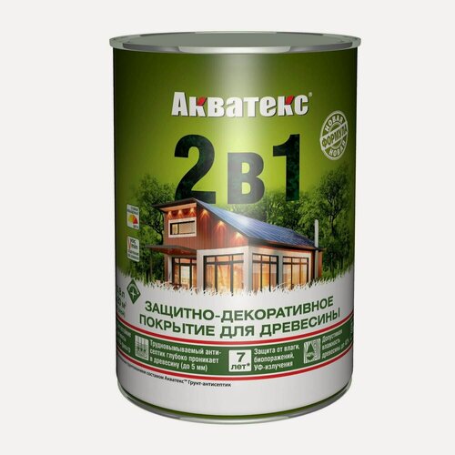 Изображение товара Акватекс 2 в 1, Бесцветный, 0,8 л, пропитка по дереву, защитно-декоративное покрытие для древесины