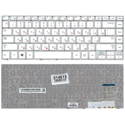 Клавиатура для Samsumg BA75-04478C белая без рамки, плоский Enter клавиатура для ноутбука samsumg ba75 04478c черная без рамки