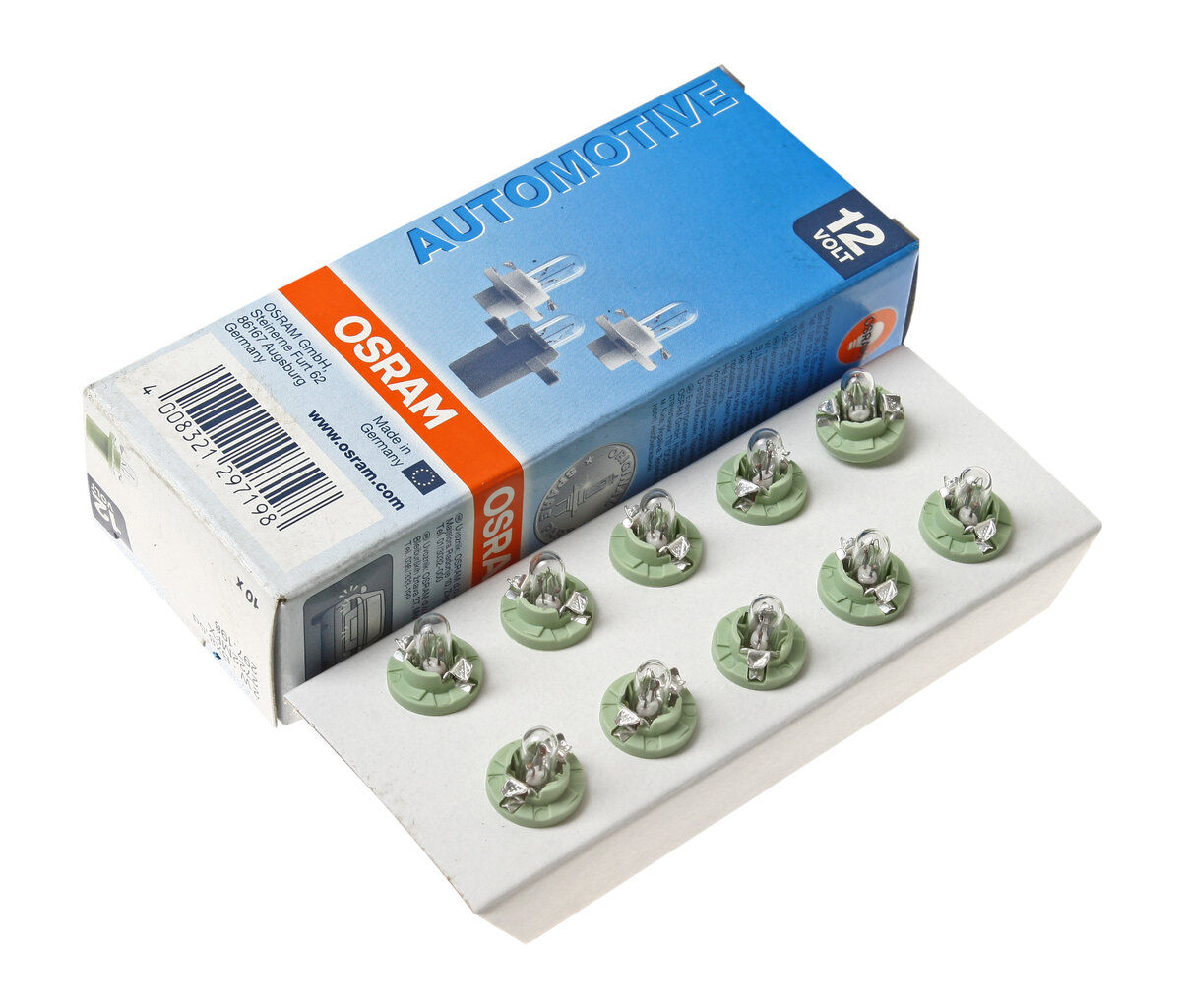 фото Лампа 12V 2W BAX8.5d зеленый патрон OSRAM