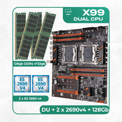 Комплект материнской платы X99: ZX-DU99D4 + 2 x Xeon E5 2690v4 + DDR4 128Гб 4х32Гб
