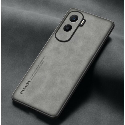 Чехол-накладка MyPads на Honor X50i / Honor 90 Lite из износостойкого силикона, со вставкой из эко-кожи, серый чехол бампер mypads sotto la pelle на iphone 14 из износостойкого силикона со вставкой из эко кожи черный