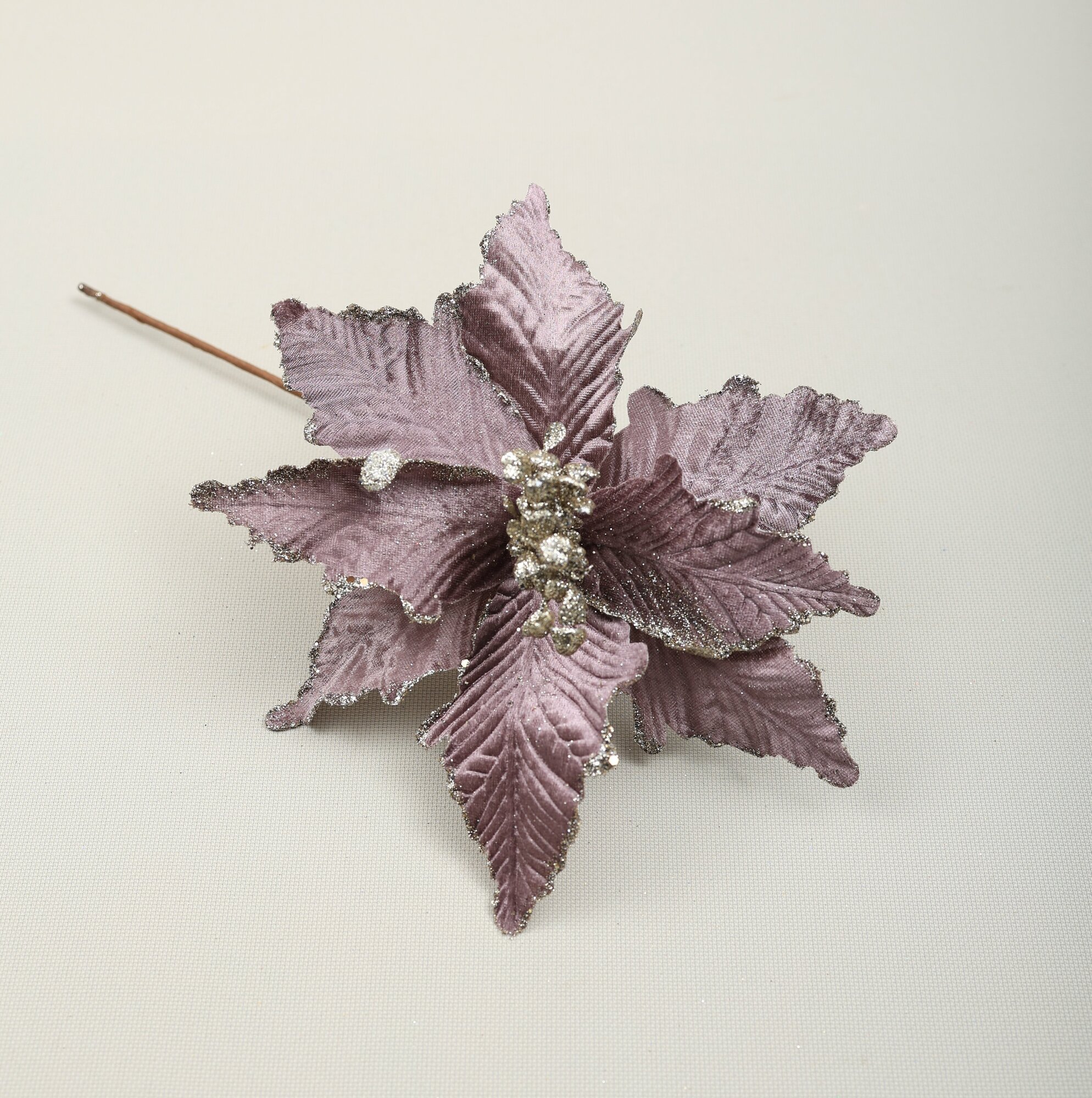 Цветок искусственный декоративный новогодний, d 26 см, цвет базилик