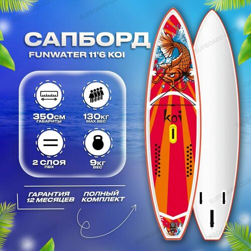 фото Сап доска с веслом funwater 11'6 koi (my sup) board / двухслойный сапборд / сап-борд для плавания