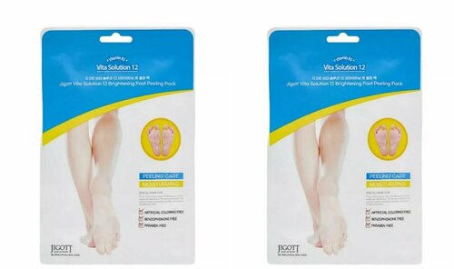Jigott Маска-носки с эффектом пилинга для ног Jigott Vita Solution 12 Brightening Foot Peeling Pack, 30 мл, 2 шт.