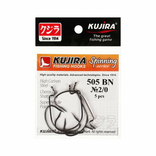 фото Крючки офсетные spinning 505, цвет bn, № 2/0, 5 шт. kujira