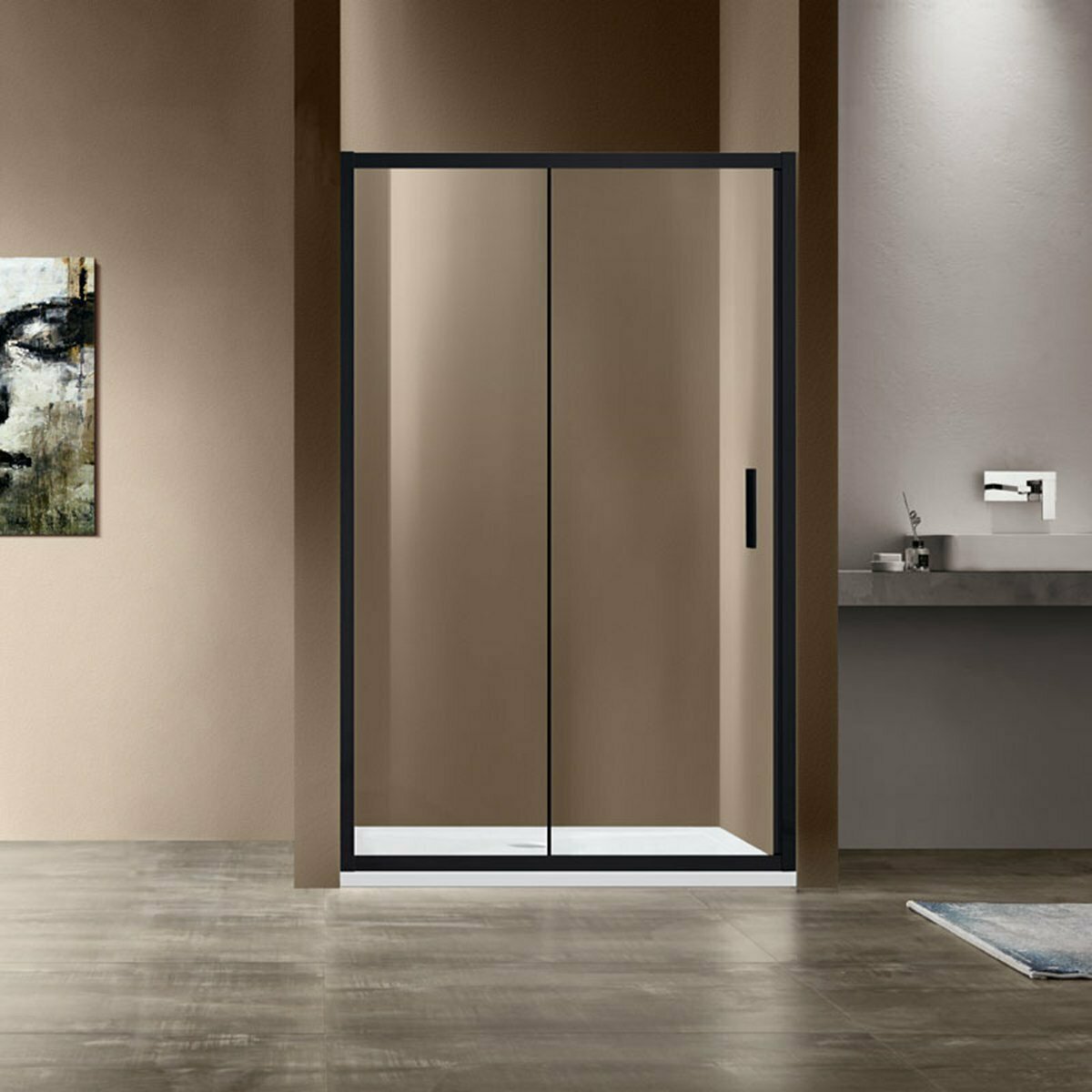 Душевая дверь в нишу Vincea Garda VDS-1G105CLB, 1050, черный, стекло прозрачное