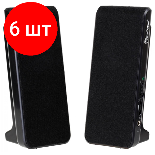 Комплект 6 шт, Колонки Smartbuy FEST, 2*2, W, питание от USB, черный