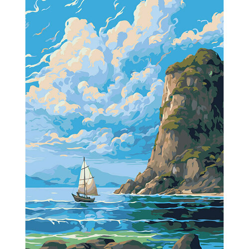 Картина по номерам Природа пейзаж с лодкой на море картина по номерам живопись по номерам 30 x 40 ets468 3040 природа пейзаж цветы море синее небо облака горы романтика