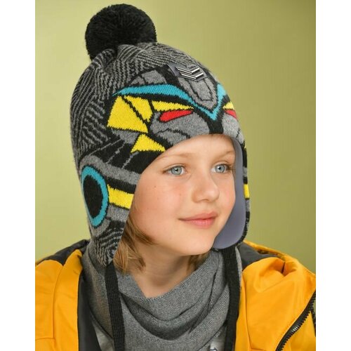 фото Шапка бини dan&dani нельсон, размер m, серый, мультиколор