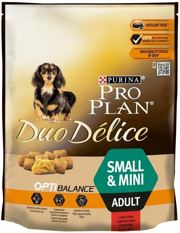 PRO PLAN DUO DELICE Сухой корм для взрослых собак мелких и карликовых пород, с высоким содержанием говядины 700 г