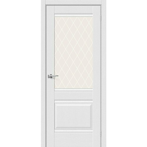 Дверь Прима-3 / Цвет Virgin / Стекло White Сrystal / Двери Браво