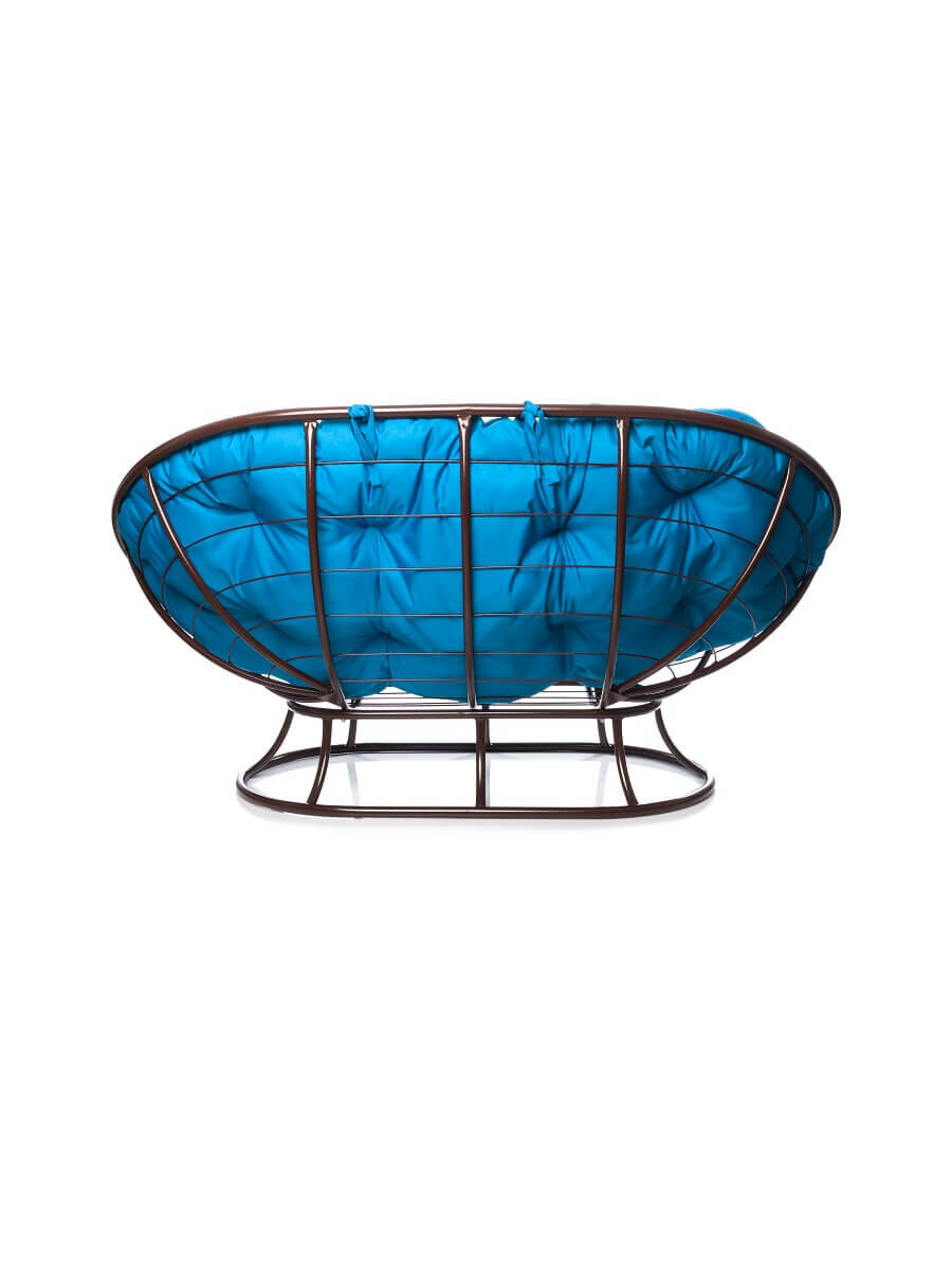 Садовый диван "Мамасан" без ротанга коричневое с голубой подушкой M-Group