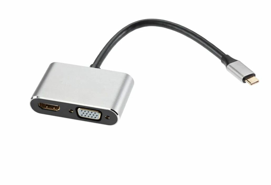 Адаптер USB-C 3.1 на HDMI/VGA, серебристый