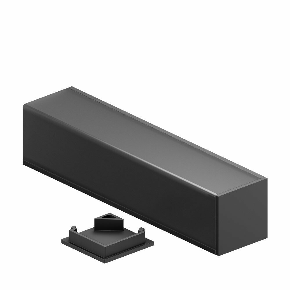 Профиль для диодной ленты Geniled угловой квадратный черный 16х16 мм 1 м (с заглушками)