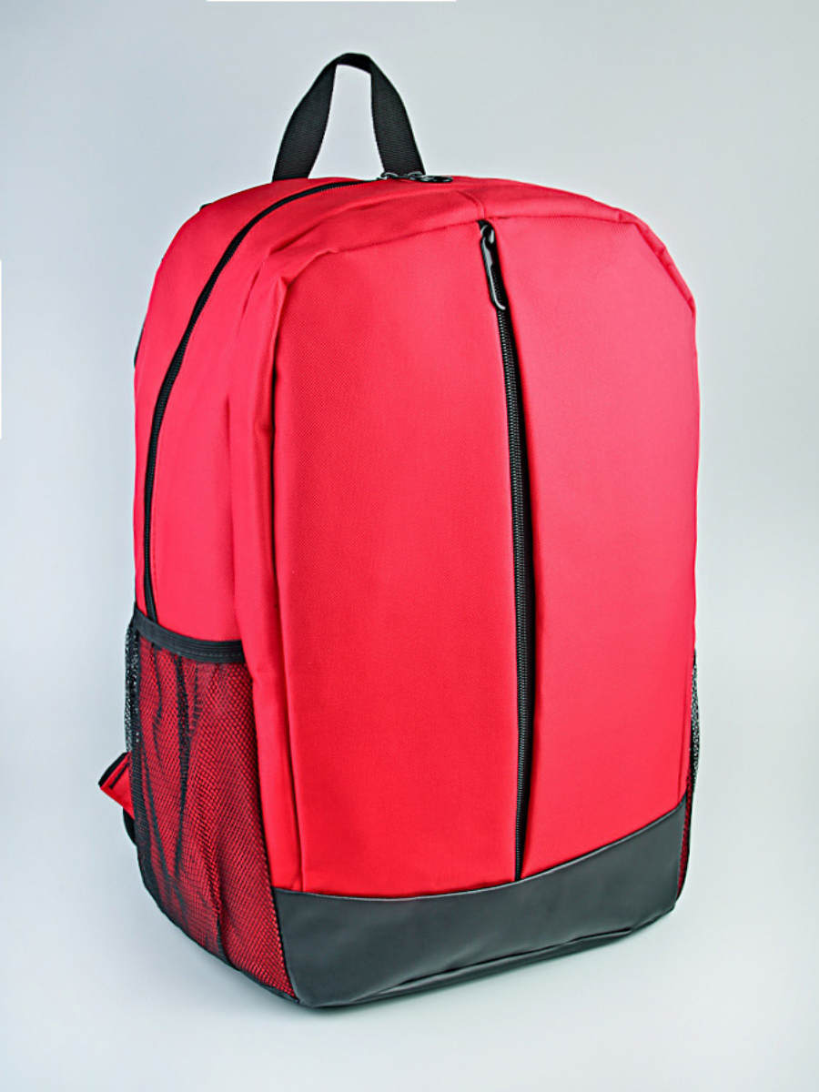 Рюкзак повседневный, на молнии, из нейлона, гладкая фактура, карман для планшета, вмещает А4, красный